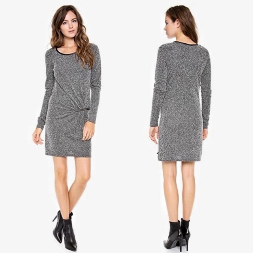 Maison scotch Knit tweed long sleeve dress
